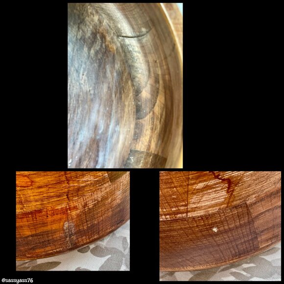 ⭐️HP⭐️VTG▪️ 70's 80's Boho Rustic Set of ASIAN WOOD Serving Bowl Spoon & 7 Bowls - Picture 9 of 10